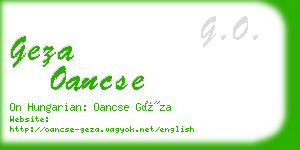 geza oancse business card